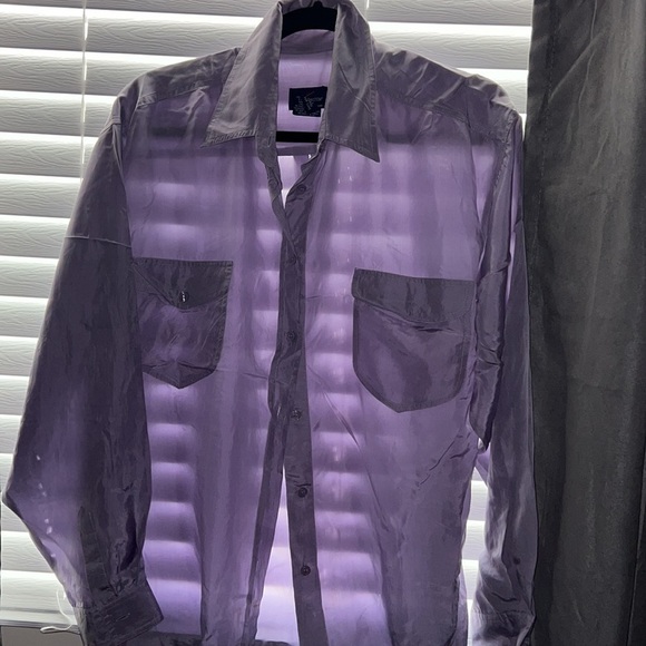 Vintage Daniel Hechter  lilac silk long sleeve shirt blouse with pockets - Picture 11 of 14